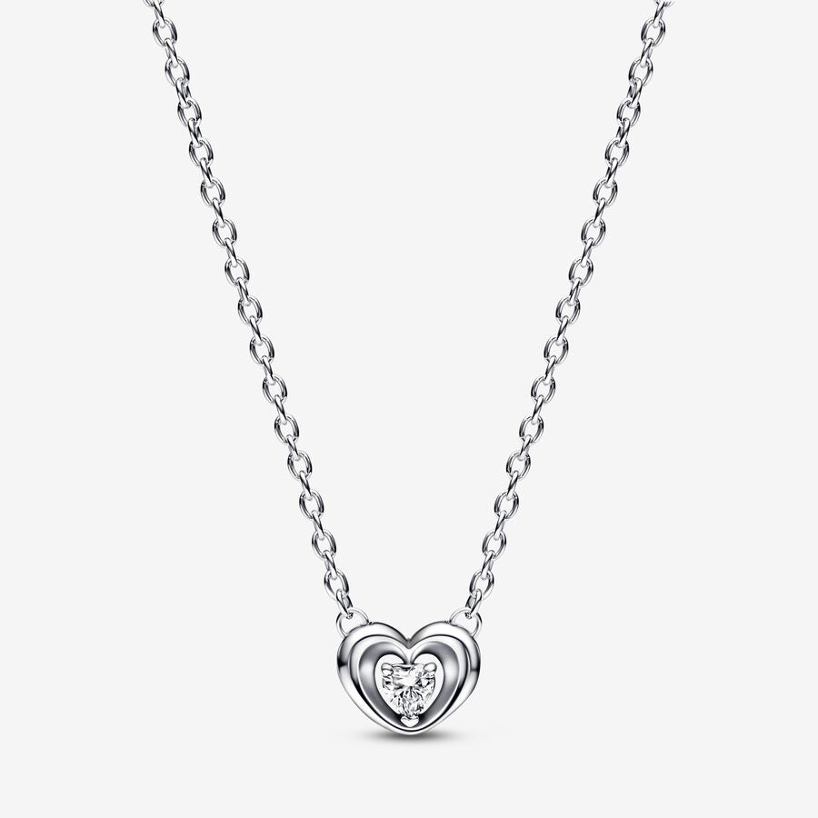 Radiant Heart & Floating Stone Pendant Collier Necklace