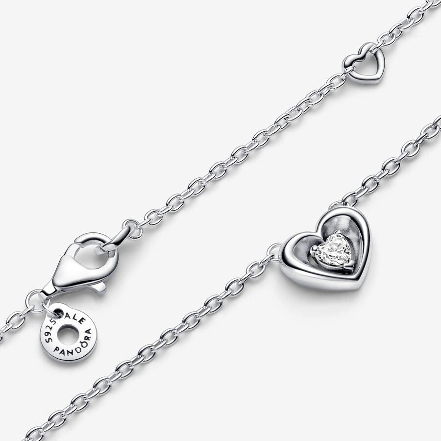 Radiant Heart & Floating Stone Pendant Collier Necklace