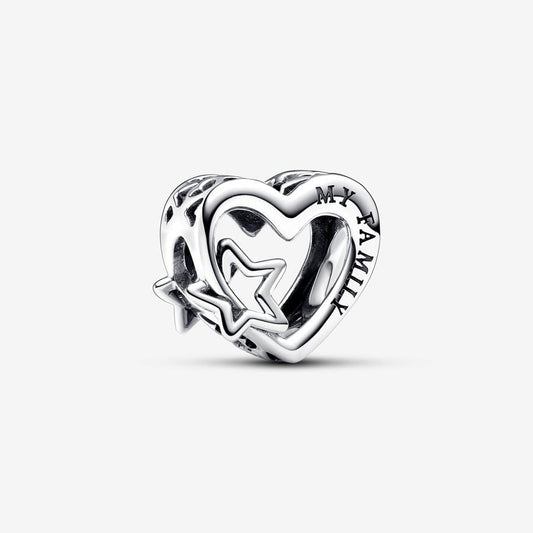 Openwork Family Heart & Star Charm