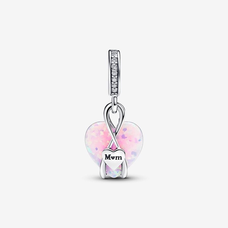 Mom Opalescent Heart Dangle Charm