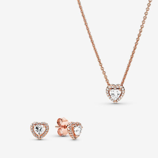 Elevated Heart Necklace & Earrings Set