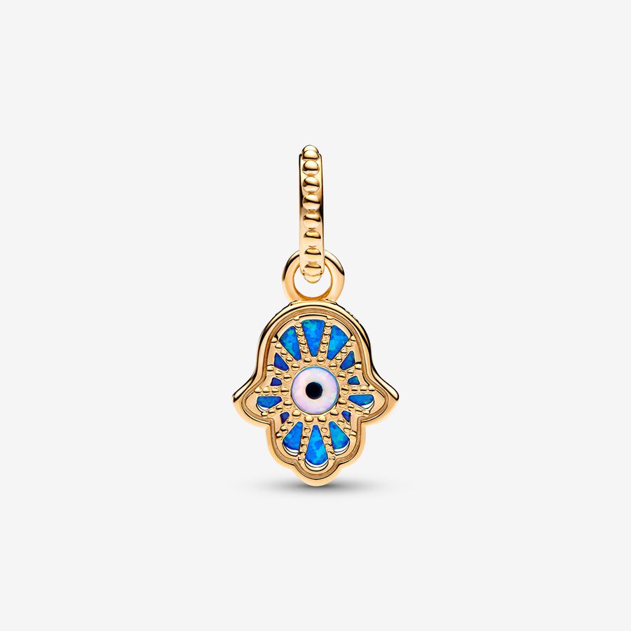 Opalescent Blue Hamsa Hand Dangle Charm