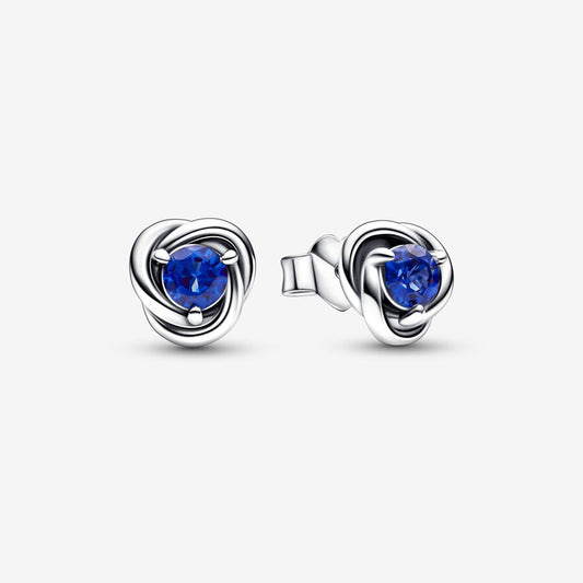 Blue Eternity Circle Stud Earrings