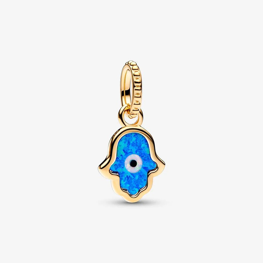 Opalescent Blue Hamsa Hand Dangle Charm