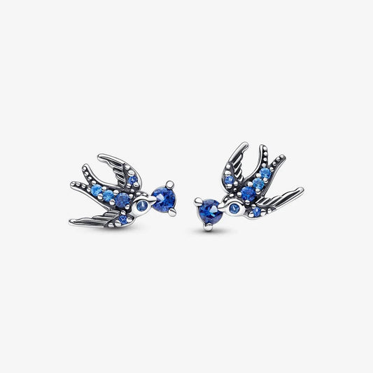 Sparkling Swallow Stud Earrings